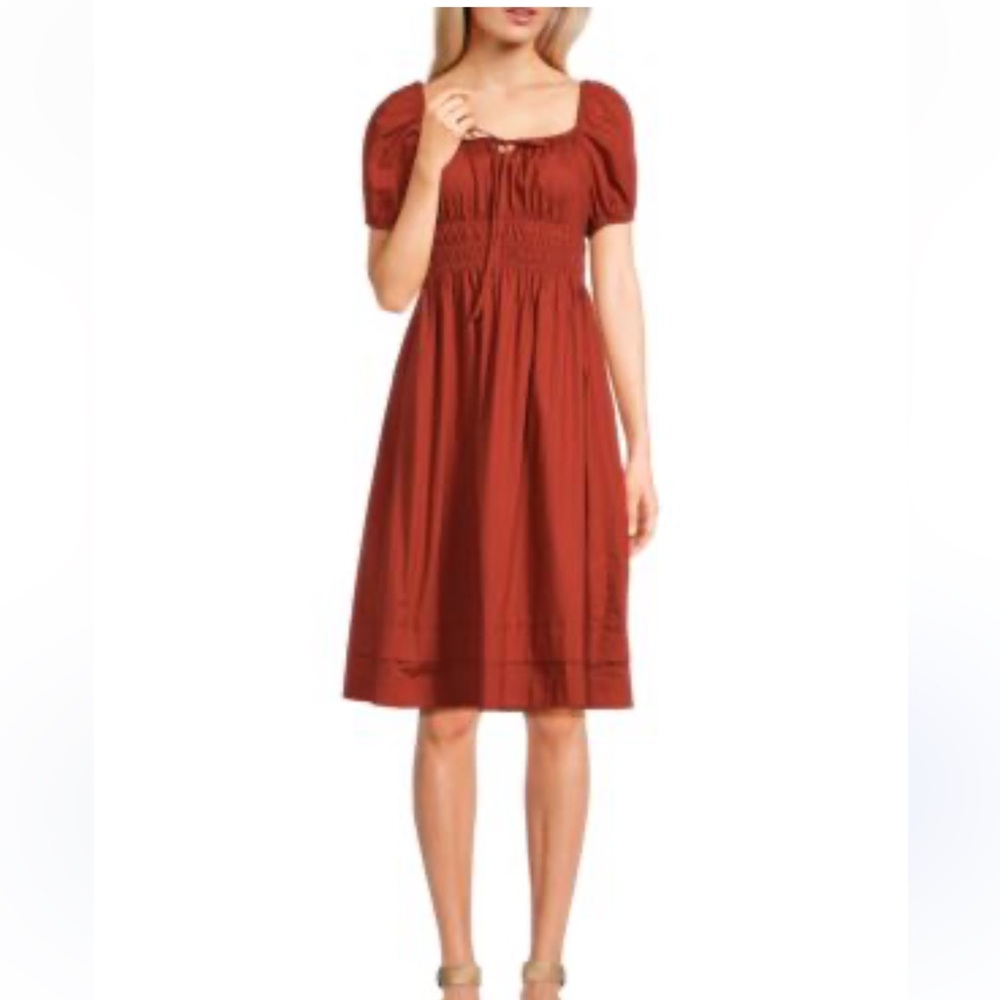 STELLAH Cotton Knee Length A-Line Dress